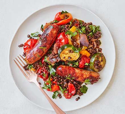 Sausage, Roasted Veg & Puy Lentil One-pot