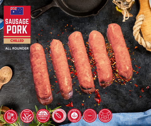 FRESH - Pure Pork All Day All Rounder Sausage, Approx 500g Pack