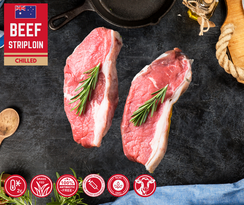 CHILLED: Premium Striploin Steaks (Sirloin), 2 x 300gm