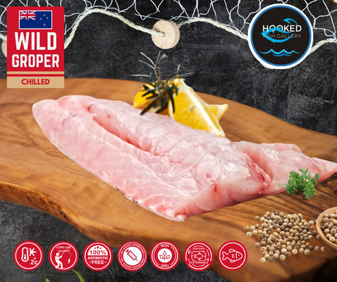 CHILLED NZ Wild Groper Fillets 2 × 180g to 200g for Two Fillets