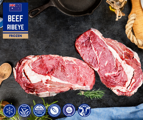 FROZEN: Premium Rib Eye Steaks (Scotch Fillet), 2 x 400gm