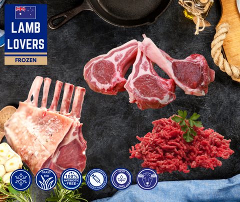 FROZEN - Lamb Lovers: 1 x Rack of Lamb, 2 x 500gm Lamb Mince, 2 packs 4 x 80-100gm Lamb loin chops