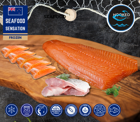 FROZEN - Seafood Sensation: 1 x Whole Salmon Fillet, 1 pack x Portion 5 x Salmon, 4 x NZ/Aus White Fish