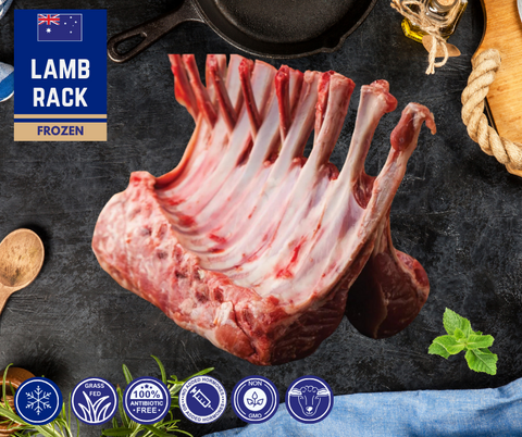 FROZEN - Rack of Lamb (Frenched Fat On), 870-970gm